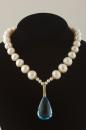 White Pearl with Swiss Blue Topaz Drop