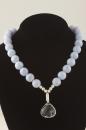 Blue Lace Agate, White Pearl and Crystal Drop 