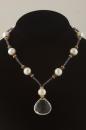 Iolite, White Pearl, 14k Gold and Crystal Drop