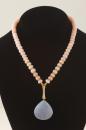Peruvian Pink Opal and Blue Chalcedony Drop
