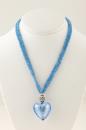 Blue Murano Heart with Blue Quartz