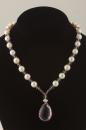 Amethyst and White Pearl Drop