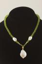 Peridot and White Pearl Drop