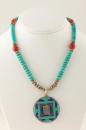 Turquoise, Carnelian and Lapis Pendant