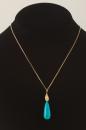 Turquoise Tear Drop in 14k Gold