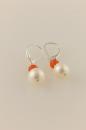 Carnelian and White Pearl Earrings