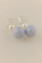 Blue Lace Agate Earrings with White Pearl