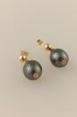 Black Pearl and Ruby Earrings
