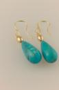 Turquoise Teardrop Earrings with Gold