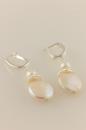 White Coin Pearl Earrings with White Pearls