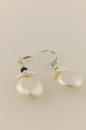 White Coin Pearl Earrings with Onyx