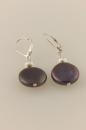 Black Coin Pearl Earrings with Silver Balls