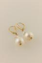 White Pearl Earrings with Crystal and Gold