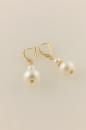 Double White Pearl and Gold Earrings