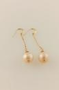 Peach Pearl and Andulusite Dangle Earrings