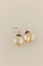 Peach Coin Pearl Earrings with Black Pearl 