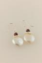 White Coin Pearl Earrings with Garnet Balls