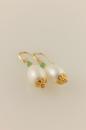 White Pearl, Chrysoprase and Gold Earrings