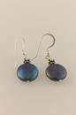 Black Coin Pearl Earrings with Bali-Style Silver