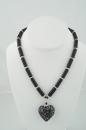 Onyx Necklace with Black and Silver Murano Heart