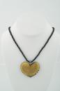 Onyx  Necklace with Large Gold Murano Heart