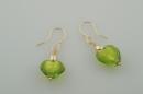 Peridot Colored Murano Heart Earrings