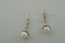 Old Silver with White Pearl Dangling Earrings