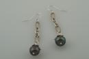 Old Silver with Black Pearl Dangling Earrings
