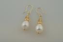 Citrine, 14k Gold Earrings with White Pearl