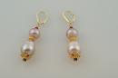Double Pink Pearl Earrings with Garnet