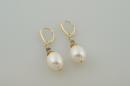 White Pearl Drop Earrings with Iolite 
