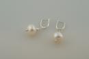 White Pearl Drop Earrings with Silver