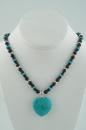 Onyx and Silver Necklace with Turquoise Heart