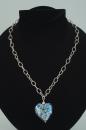 Silver and Blue Murano Heart Necklace