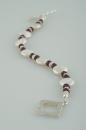 White Coin Pearl, Garnet and Silver Bracelet