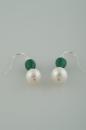 Green Onyx and Pearl Earrings