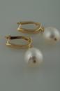 White Pearl Earrings with Gold