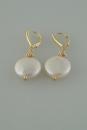 White Coin Pearl and 14k Gold Earrings