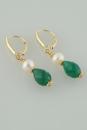 Green Onyx and Pearl Earrings