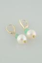 Chrysoprase and White Pearl Earrings
