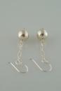 Long Silver Ball Dangle Earrings