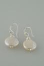 White Coin Pearl Earrings with Lined Silver Balls