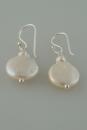 White Coin Pearl Earrings with Sterling Silver