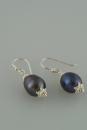 Black Pearl and Sterling Silver Earrings