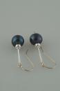 Black Pearl Earrings on a Silver Rod