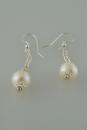 White Pearl Dangle Earrings in Sterling Silver