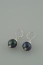 Black Pearl Earrings with Silver