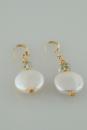 White Coin Pearl and Green Amethyst Earrings