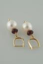 Gold, Garnet and White Pearl Earrings