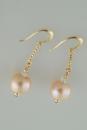 Peach Pearl and Aquamarine Earring Dangle in 14k